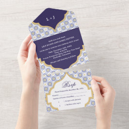Convite de Casamento com Azulejo Marroquino Índigo