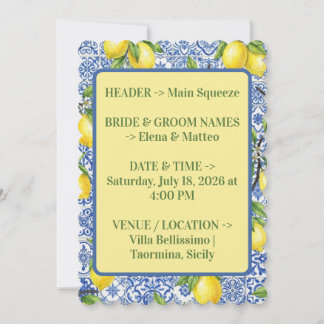 Convite de Casamento com Azulejo Siciliano e Limão