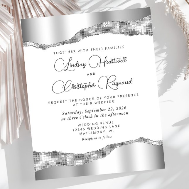Convite de Casamento com Azulejos Espelho Prateado (Criador carregado)