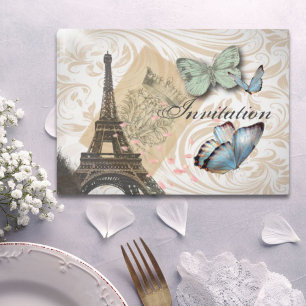 Convite de Casamento com Borboleta da Torre Eiffel
