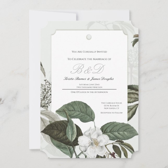 Convite de Casamento com Borda Arqueada do Jardim  (Frente)