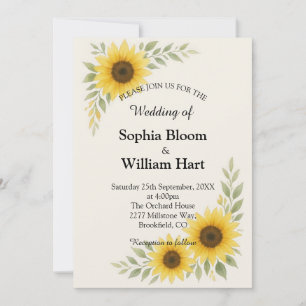 Convite de Casamento com Borda de Girassóis