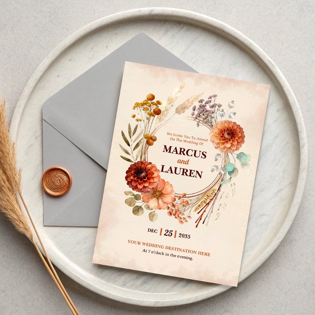 Convite de Casamento com Borda de Grinalda Floral  (Criador carregado)