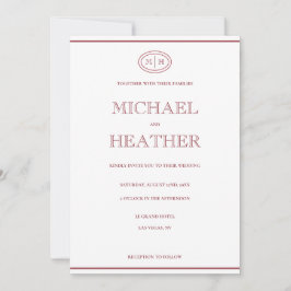 Convite de Casamento com Borda de Linha Minimalist