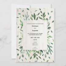Convite de casamento com borda de verde água