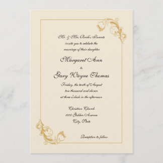 Convite de Casamento com Borda Decorativa Clássica