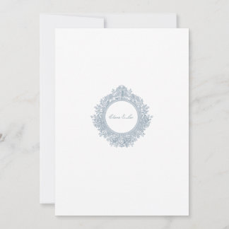 Convite de Casamento com Borda Floral Azul Poeira
