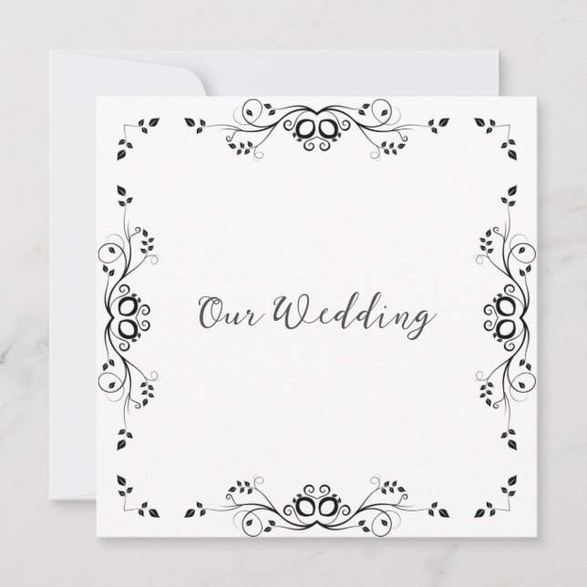 Convite de Casamento com Borda Preta Clássico (Frente)
