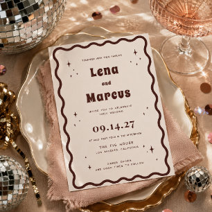 Convite de Casamento com Borda Retro Ondulada