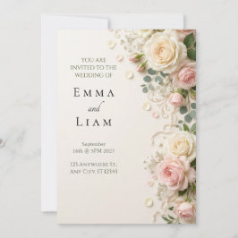 Convite de Casamento com Bordadura de Jardim de Ro