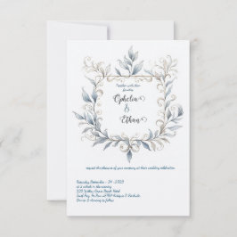 Convite de Casamento com Bordadura Floral em Aquar