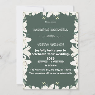 Convite de Casamento com Bordas de Lírio Elegante
