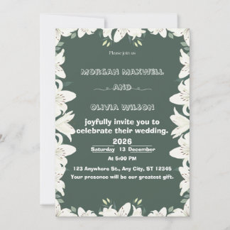 Convite de Casamento com Bordas de Lírio Elegante