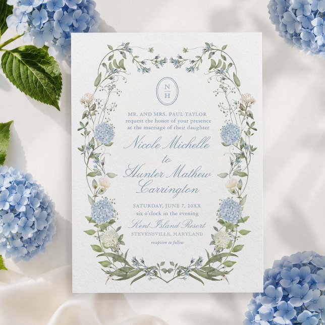 Convite de Casamento com Brasão de Monograma de Ho (Criador carregado)