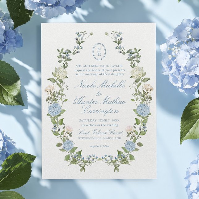 Convite de Casamento com Brasão de Monograma de Ho (Criador carregado)