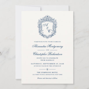 Convite de Casamento com Brasão Monograma Barroco