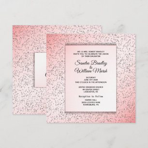 Convite de Casamento com Brilho de Rosa Festiva