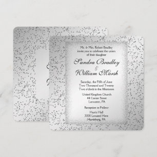 Convite de Casamento com Brilho Prateado