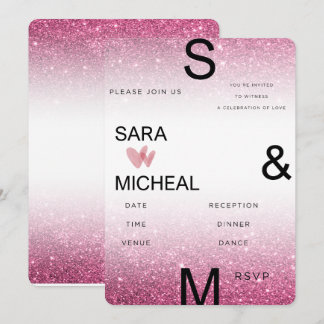 Convite de Casamento com Brilho Rosa – Minimalista