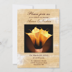 Convite de casamento com buquê de calla Lily