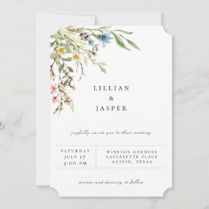 Convite de Casamento com Buquê de Flores Silvestre