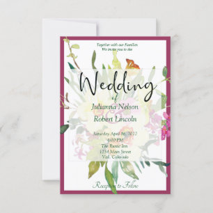 Convite de casamento com buquê de narcisos da prim
