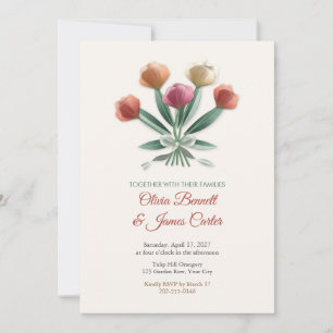 Convite de Casamento com Buquê de Tulipas Papagaio