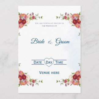 Convite de Casamento com Buquê Floral Elegante