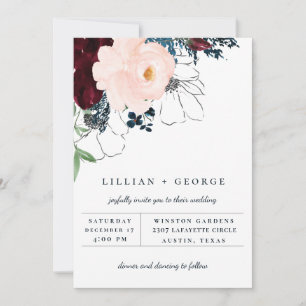 Convite de Casamento com Buquê Floral Elegante de