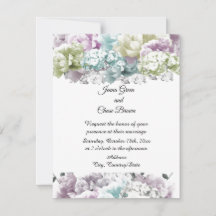 Convite de Casamento com Buquê Pastel Misto