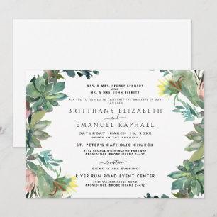 Convite de Casamento com Cactus e Ambos os Pais Li