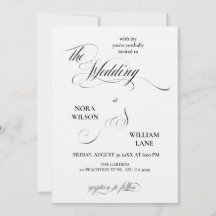 Convite de Casamento com Caligrafia Clássica Elega