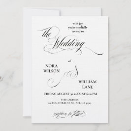 Convite de Casamento com Caligrafia Clássica Elega
