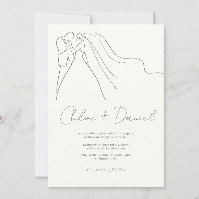 Convite de Casamento com Caligrafia Elegante (Frente)
