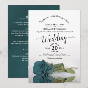Convite de Casamento com Caligrafia Elegante e Ros