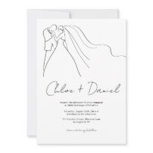 Convite de Casamento com Caligrafia Elegante Minim