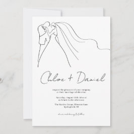 Convite de Casamento com Caligrafia Elegante Minim