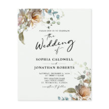 Convite de Casamento com Caligrafia Floral e Códig