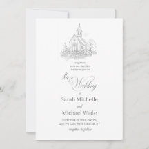Convite de Casamento com Caligrafia para Igreja