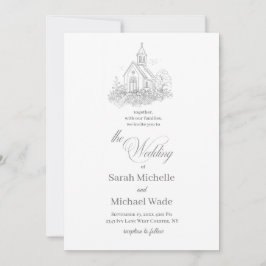Convite de Casamento com Caligrafia para Igreja