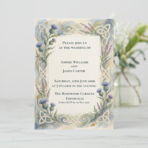 Convite de Casamento com Cardo em Aquarela