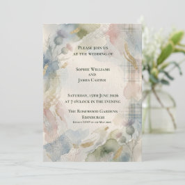 Convite de Casamento com Cardo Escocês em Aquarela