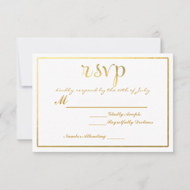 Convite de casamento com cartão de RSVP em folha d (Frente)