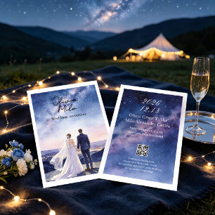 Convite de Casamento com Céu Noturno Estrelado