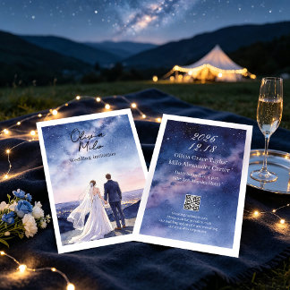 Convite de Casamento com Céu Noturno Estrelado