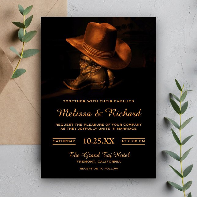 Convite de Casamento com Chapéu e Botas de Cowboy  (Criador carregado)