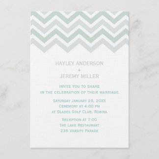 Convite de Casamento com Chevron Azul e Verde