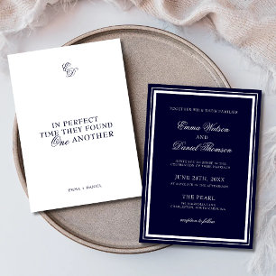 Convite de Casamento com Citação Romântica Azul Ma