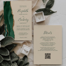 Convite de Casamento com Código QR Champagne Ágata
