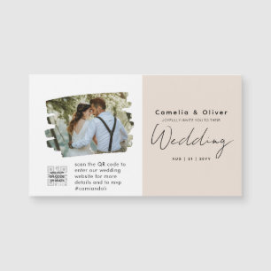 Convite de Casamento com Código QR Champagne Blush